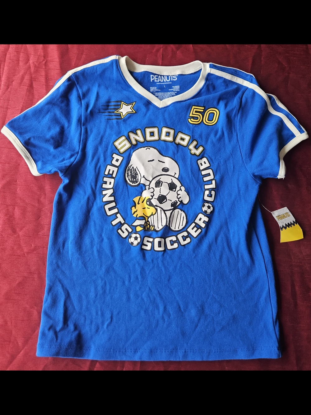 Peanuts Blue Snoopy & Woodstock Soccer Club Short Sleeve Tee